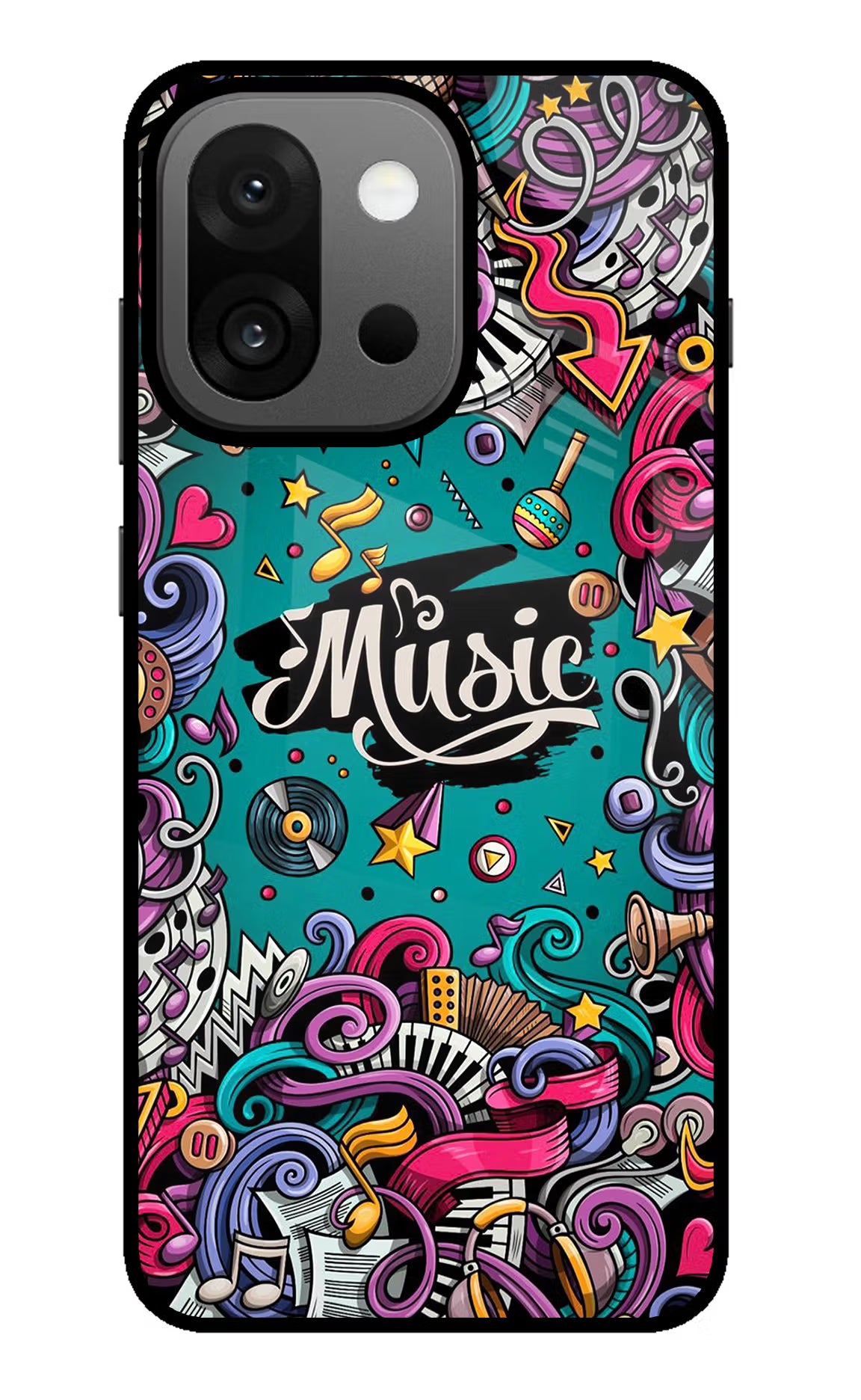 Music Graffiti OnePlus 13s Glass Case Back Cover by Casekaro