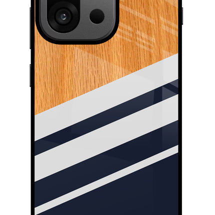 Blue and white wooden OnePlus 13s Glass Case