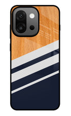 Blue and white wooden OnePlus 13s Glass Case