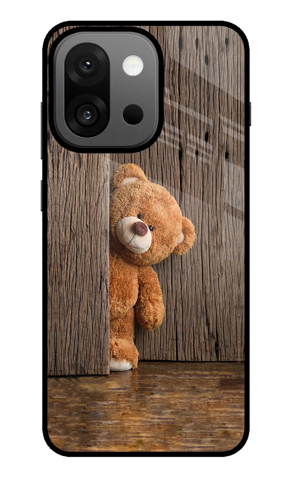 Teddy Wooden OnePlus 13s Glass Case Back Cover by Casekaro