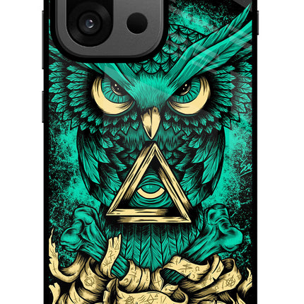 Green Owl OnePlus 13s Glass Case