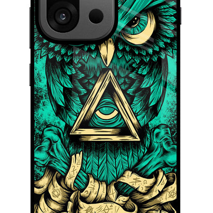 Green Owl OnePlus 13s Glass Case
