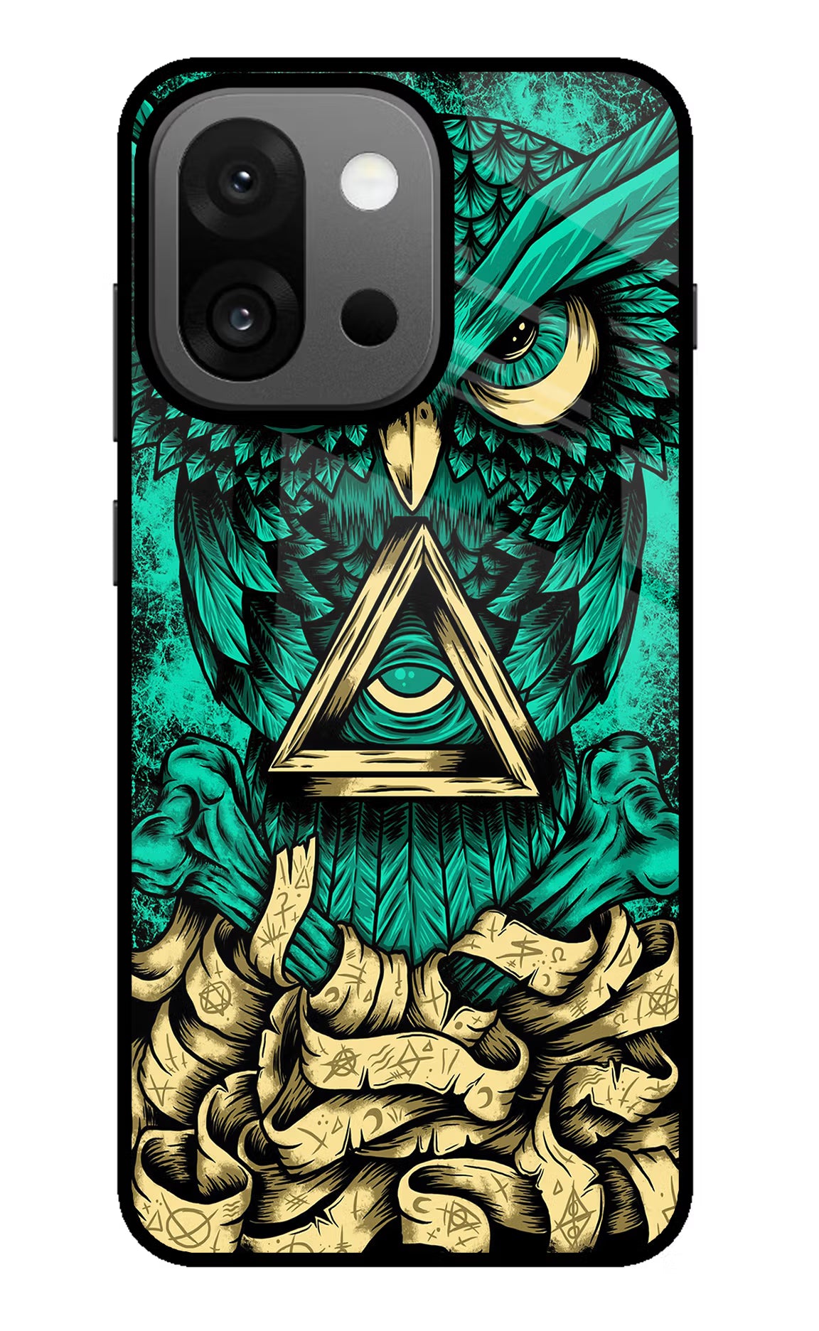 Green Owl OnePlus 13s Glass Case Back Cover by Casekaro