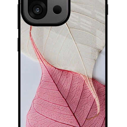 White Pink Leaf OnePlus 13s Glass Case