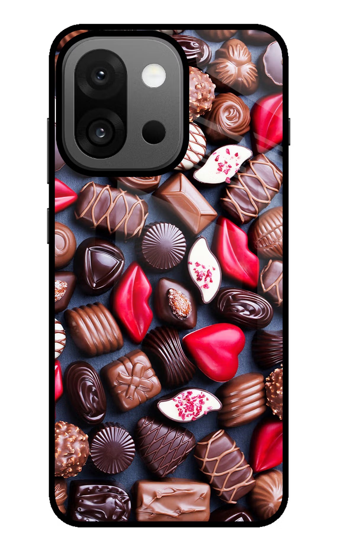Chocolates OnePlus 13s Glass Case Back Cover by Casekaro