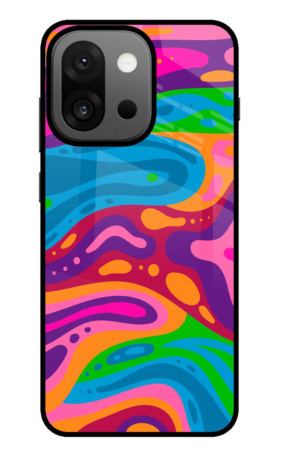 Trippy Pattern OnePlus 13s Glass Case Back Cover by Casekaro