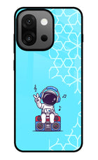 Cute Astronaut Chilling OnePlus 13s Glass Case Back Cover by Casekaro