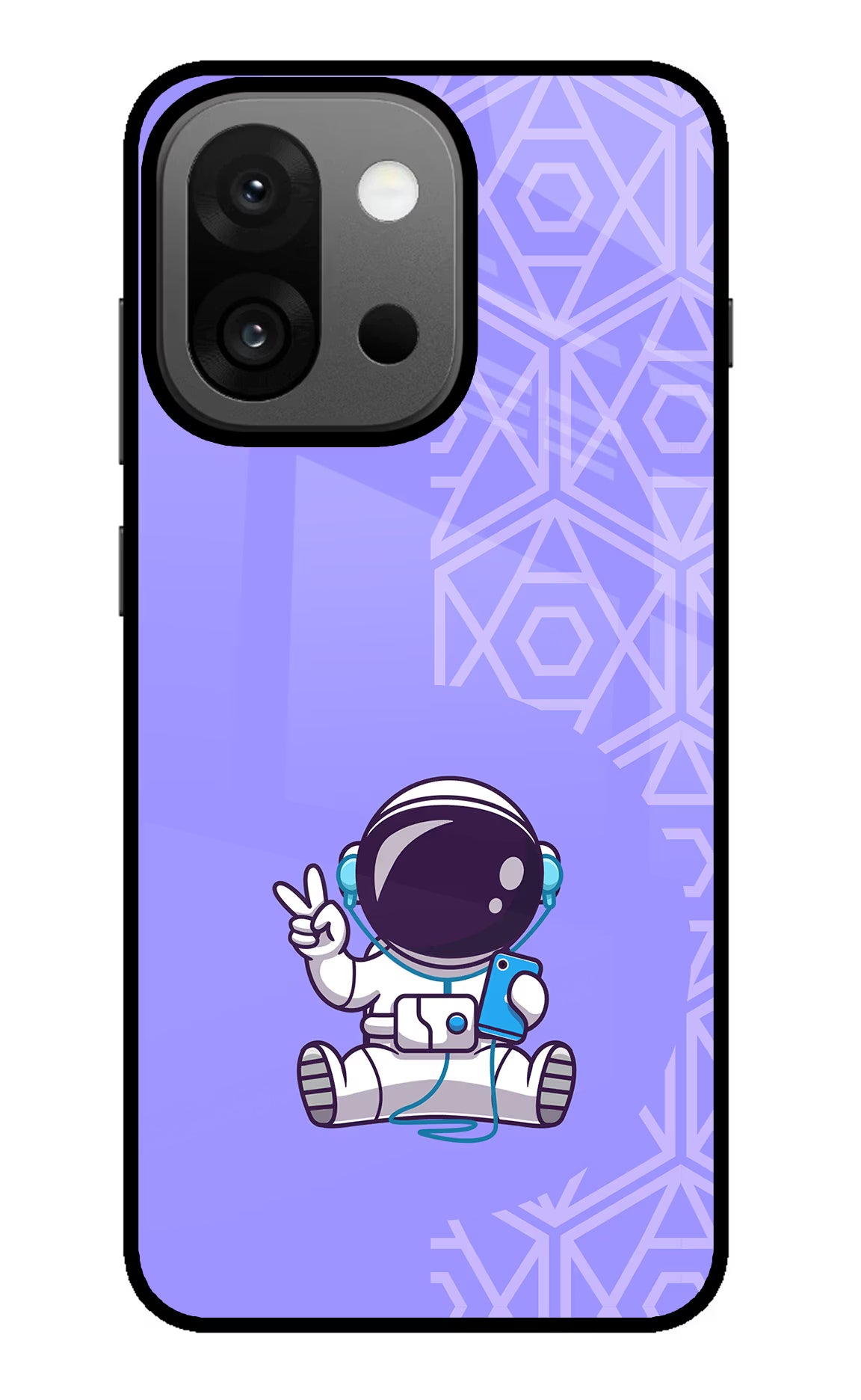 Cute Astronaut Chilling OnePlus 13s Glass Case Back Cover by Casekaro
