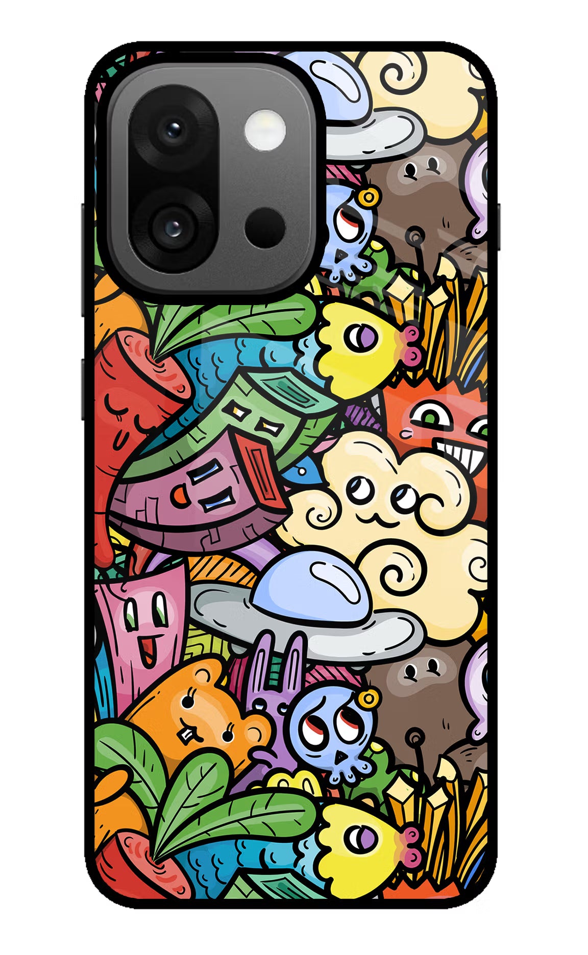 Veggie Doodle OnePlus 13s Glass Case Back Cover by Casekaro