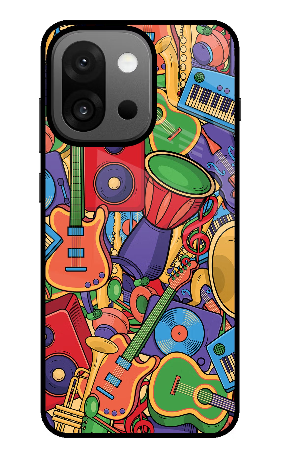 Music Instrument Doodle OnePlus 13s Glass Case Back Cover by Casekaro