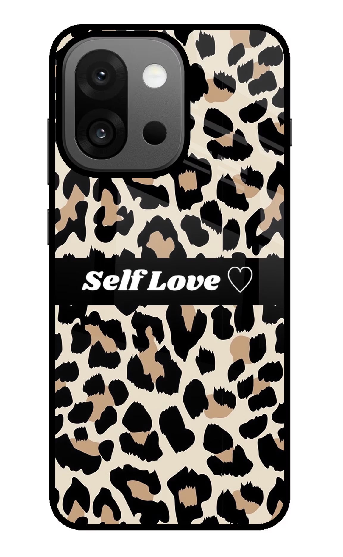 Leopard Print Self Love OnePlus 13s Glass Case Back Cover by Casekaro