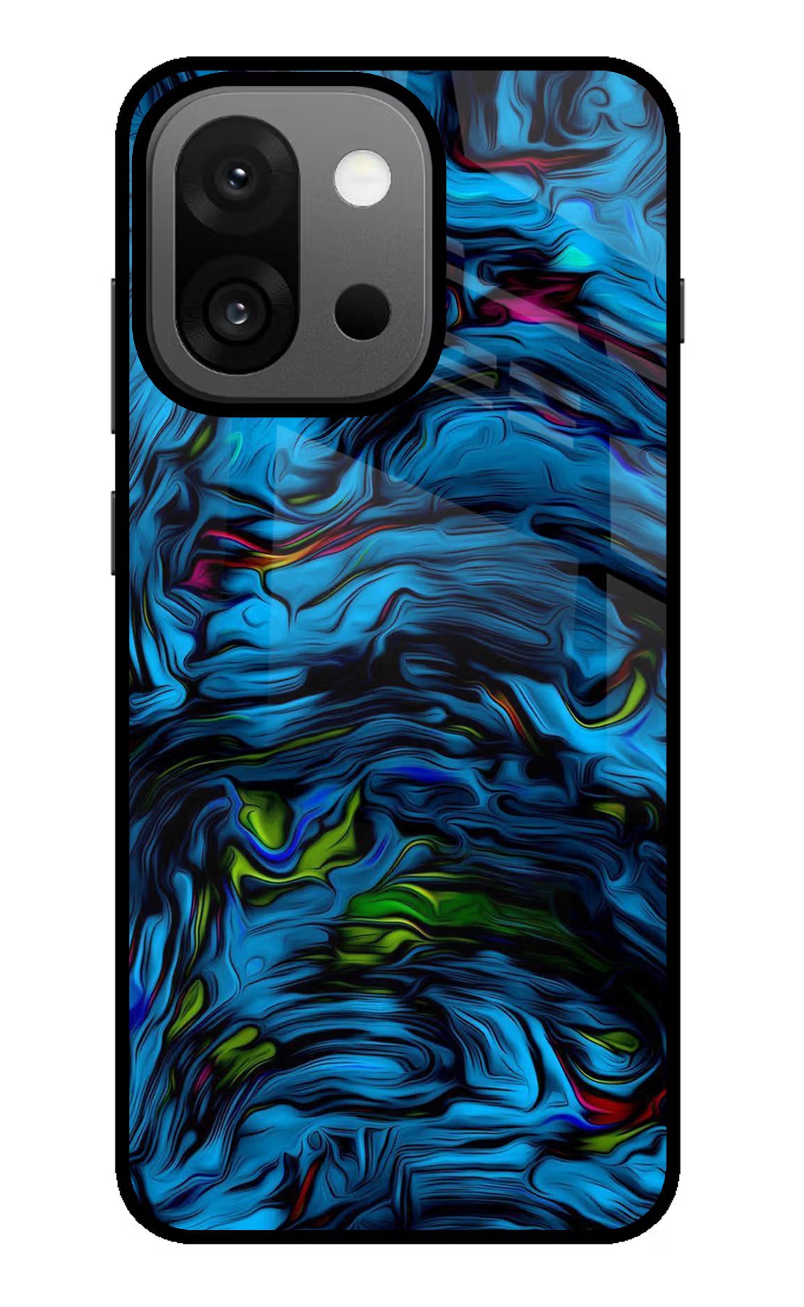 Dark Blue Abstract OnePlus 13s Glass Case Back Cover by Casekaro