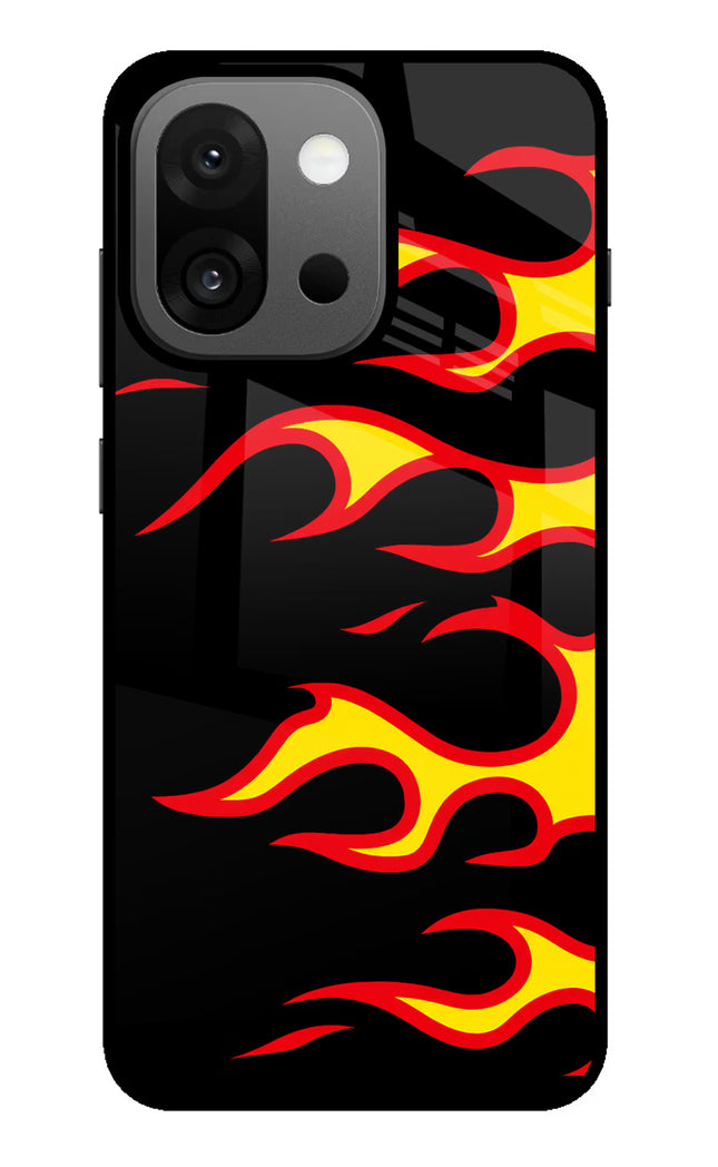 Side Sweep Flames OnePlus 13s Glass Case