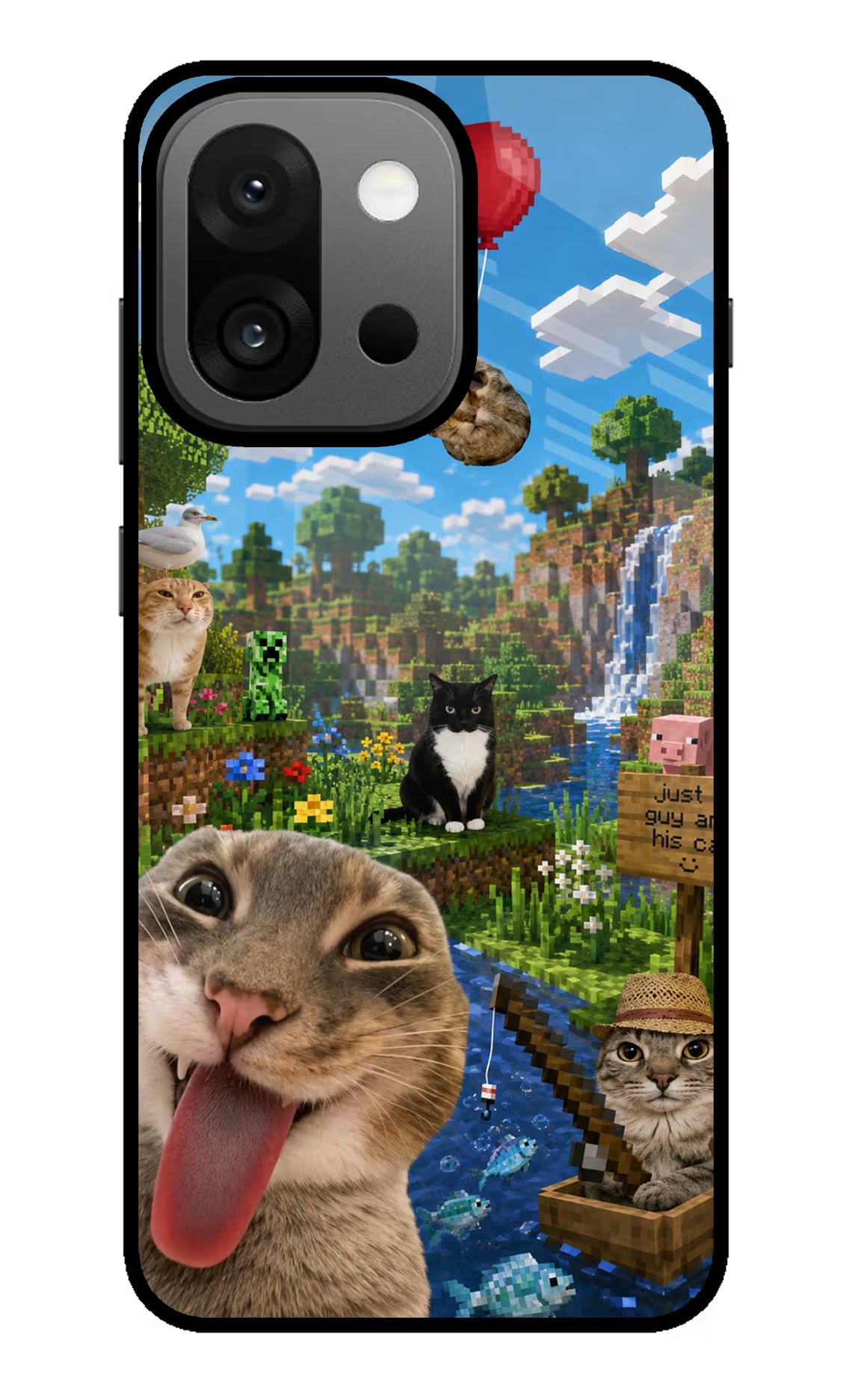 Minecraft Cat Chaos OnePlus 13s Glass Case