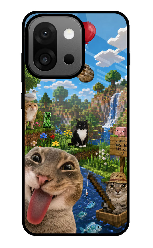 Minecraft Cat Chaos OnePlus 13s Glass Case