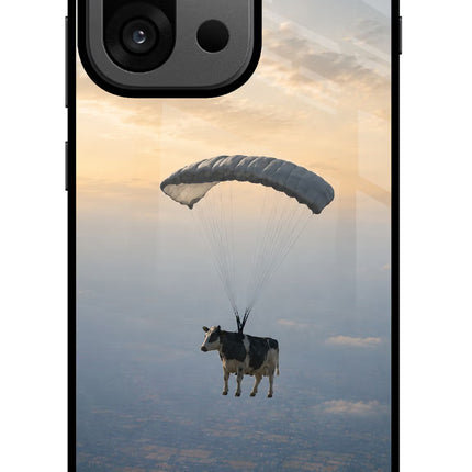 Skydiving Cow OnePlus 13s Glass Case