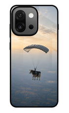 Skydiving Cow OnePlus 13s Glass Case