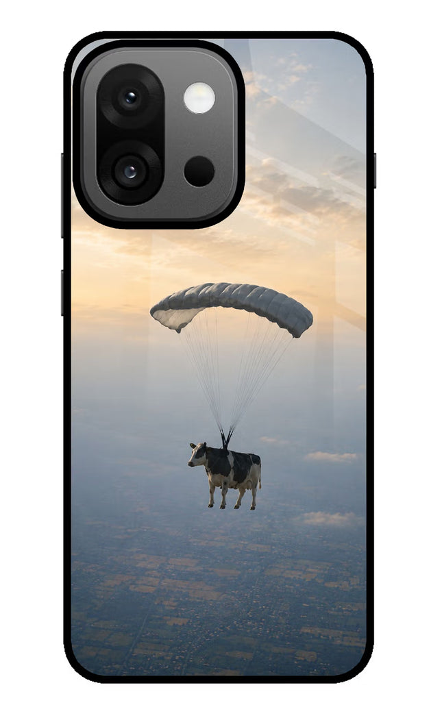 Skydiving Cow OnePlus 13s Glass Case