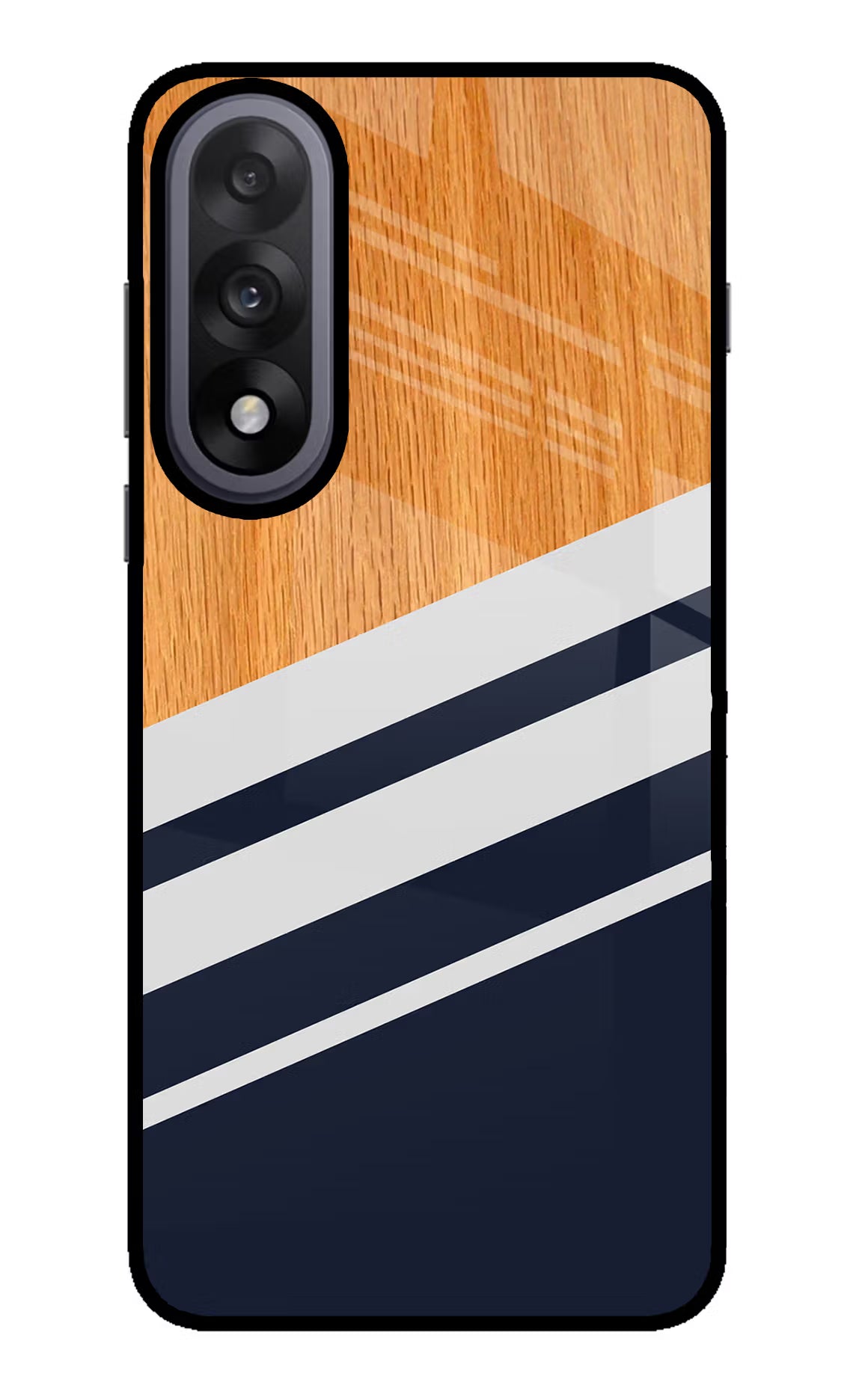 Blue and white wooden OnePlus Nord 5 Glass Case Back Cover by Casekaro