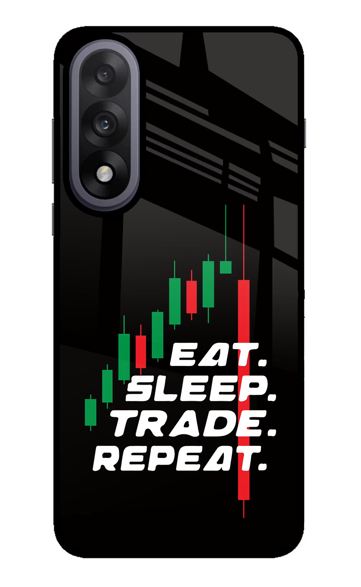 Eat Sleep Trade Repeat OnePlus Nord 5 Glass Case Back Cover by Casekaro