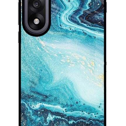 Blue Glitter Marble OnePlus Nord 5 Glass Case