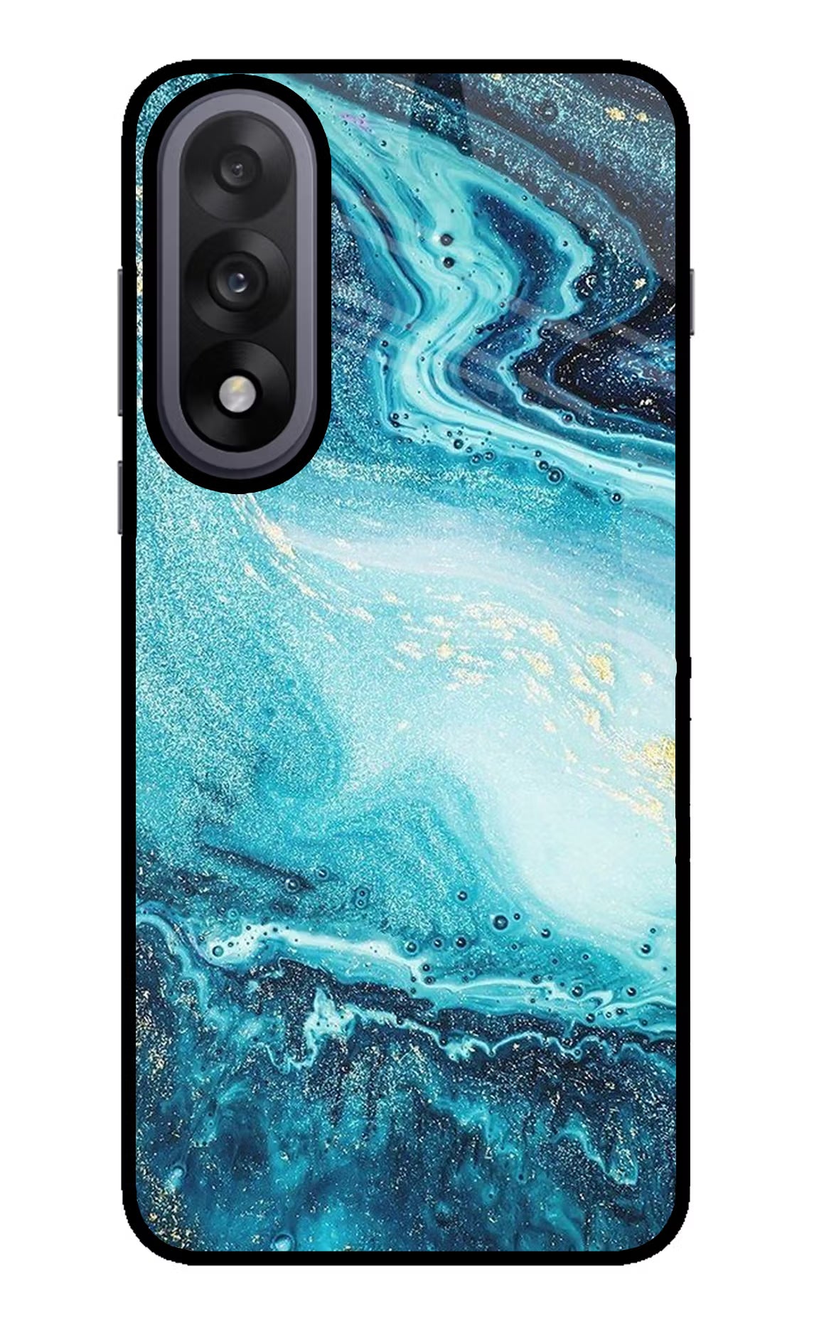 Blue Glitter Marble OnePlus Nord 5 Glass Case Back Cover by Casekaro
