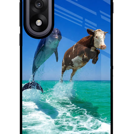 Dolphin vs Cow OnePlus Nord 5 Glass Case Back Cover by Casekaro