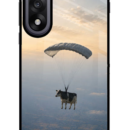 Skydiving Cow OnePlus Nord 5 Glass Case Back Cover by Casekaro