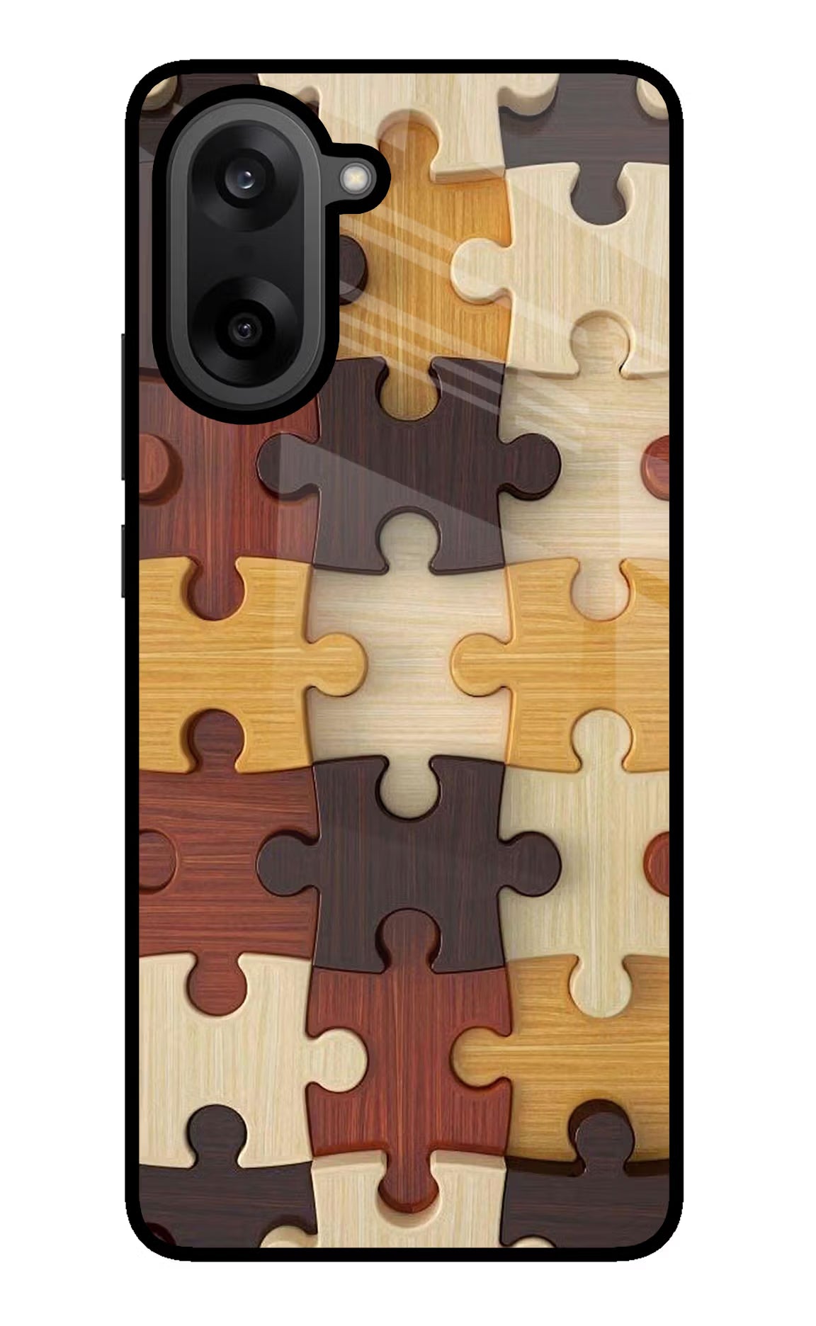 Wooden Puzzle OnePlus Nord CE5 Glass Case Back Cover by Casekaro