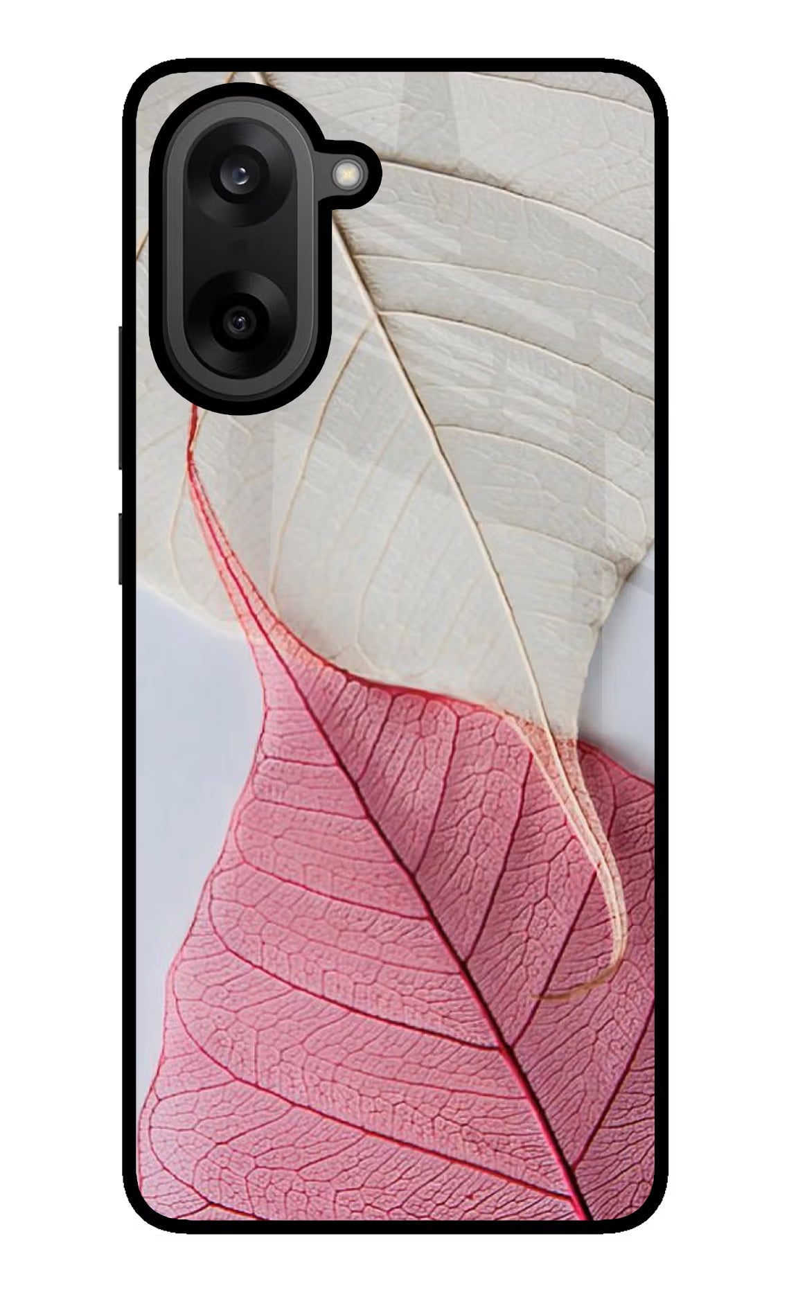 White Pink Leaf OnePlus Nord CE5 Glass Case