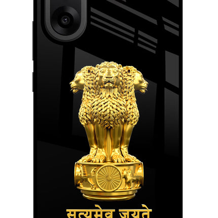 Satyamev Jayate Golden OnePlus Nord CE5 Glass Case Back Cover by Casekaro