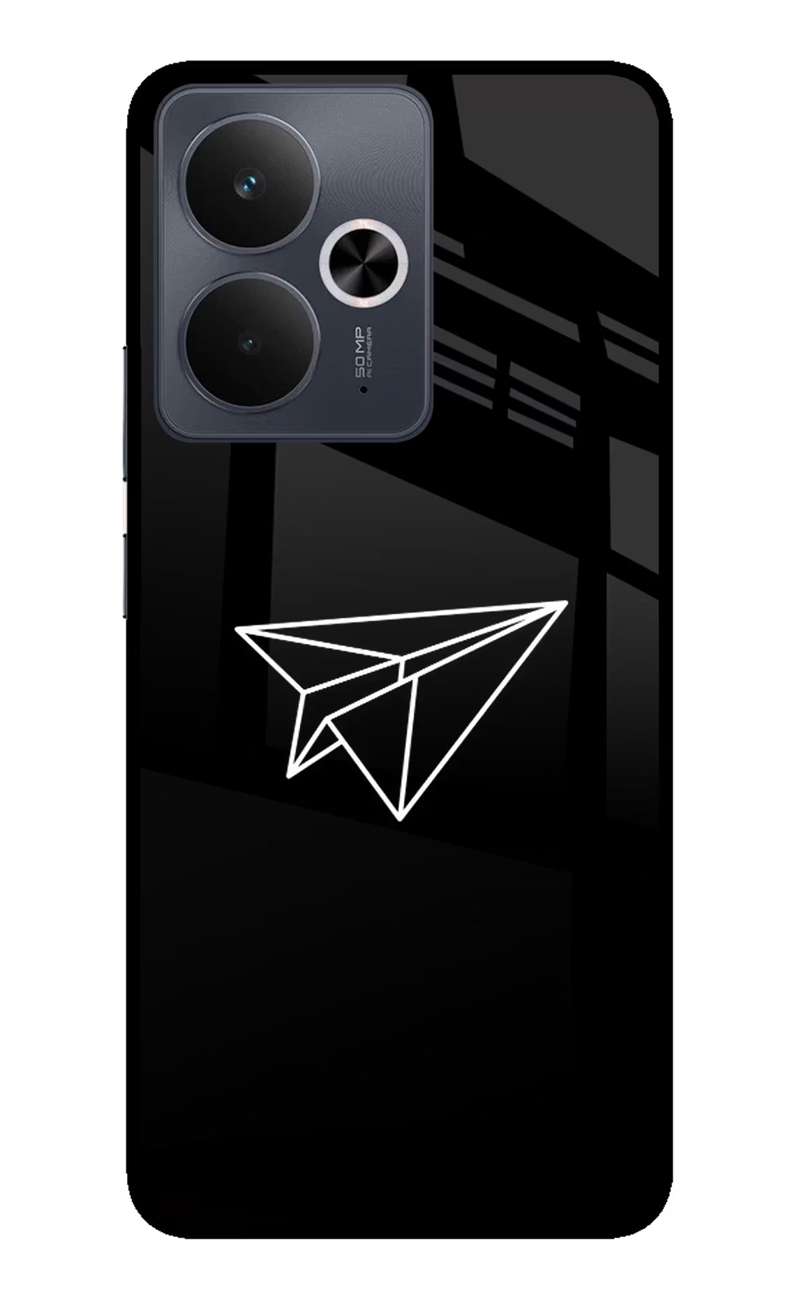 Paper Plane White Realme 14T 5G Glass Case