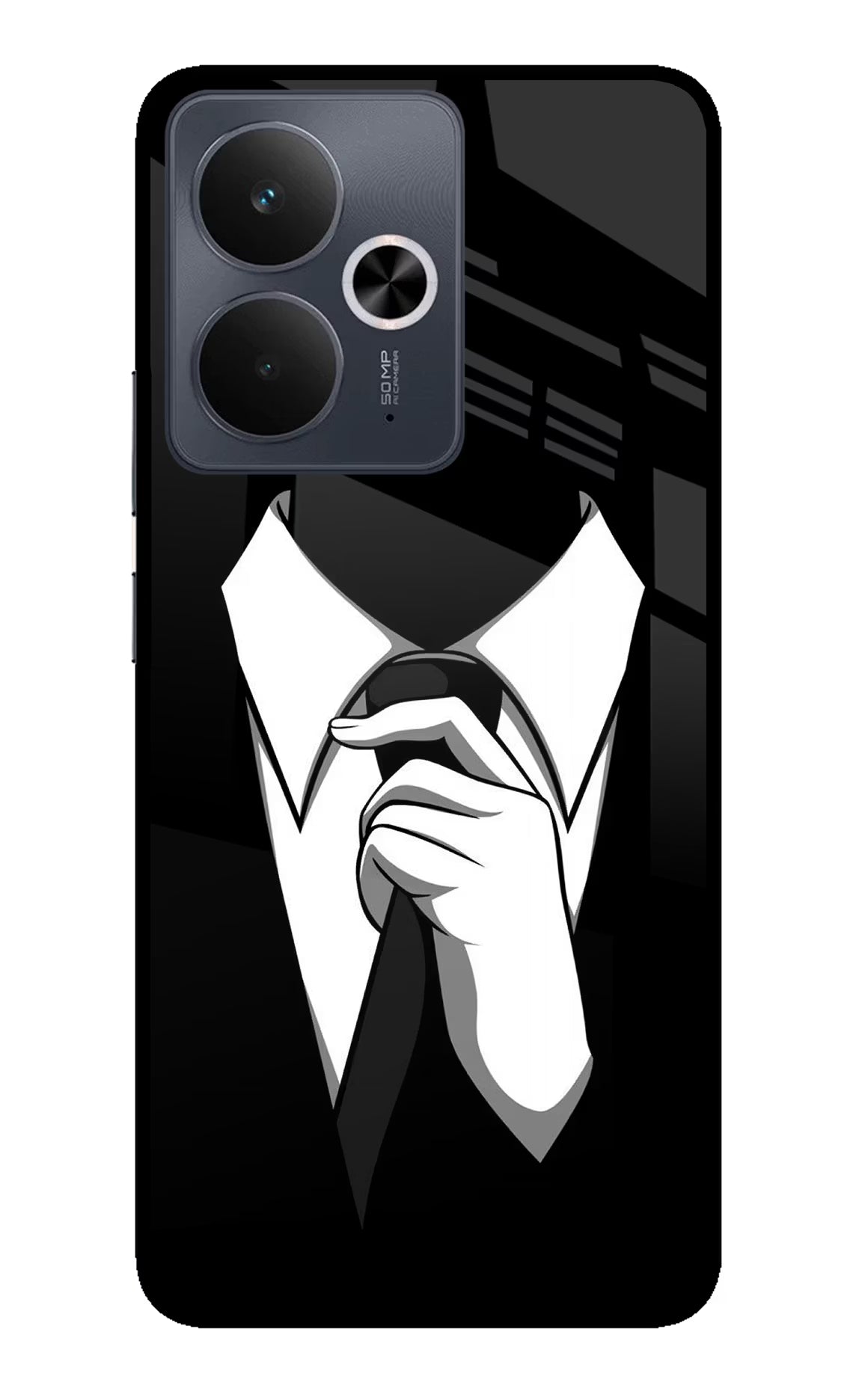 Black Tie Realme 14T 5G Glass Case Back Cover by Casekaro