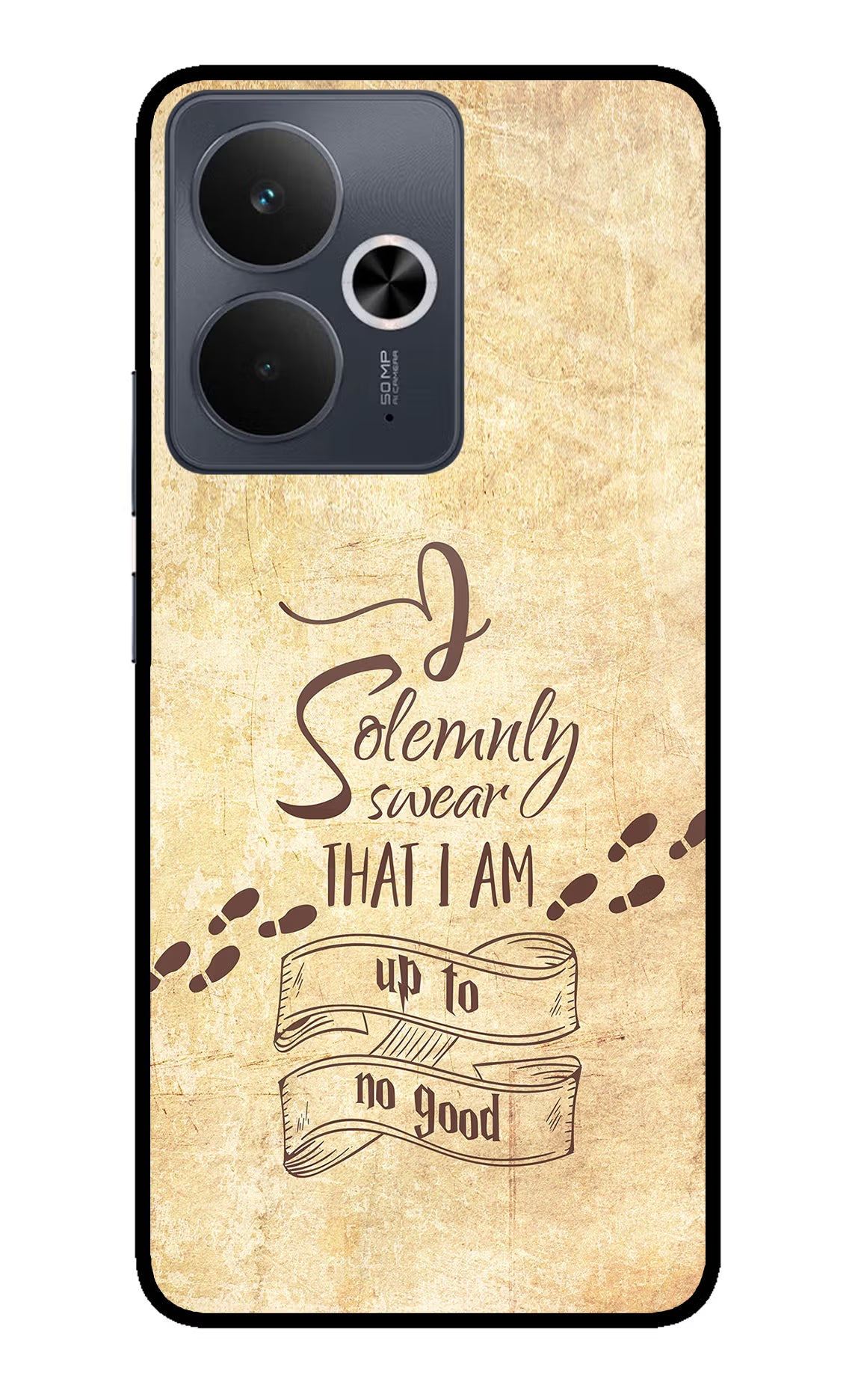 I Solemnly swear that i up to no good Realme 14T 5G Glass Case Back Cover by Casekaro