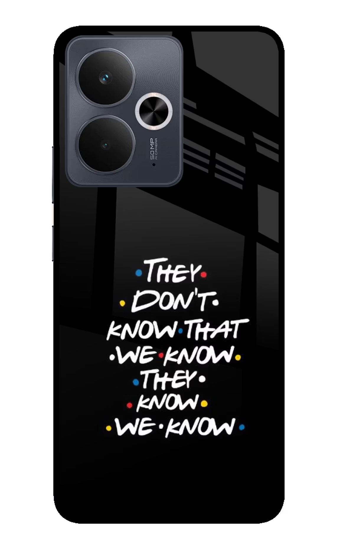 FRIENDS Dialogue Realme 14T 5G Glass Case Back Cover by Casekaro