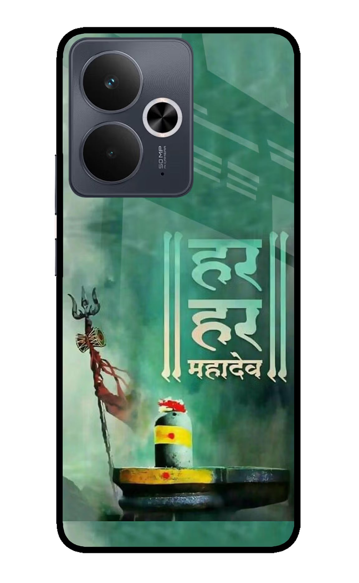 Har Har Mahadev Shivling Realme 14T 5G Glass Case Back Cover by Casekaro