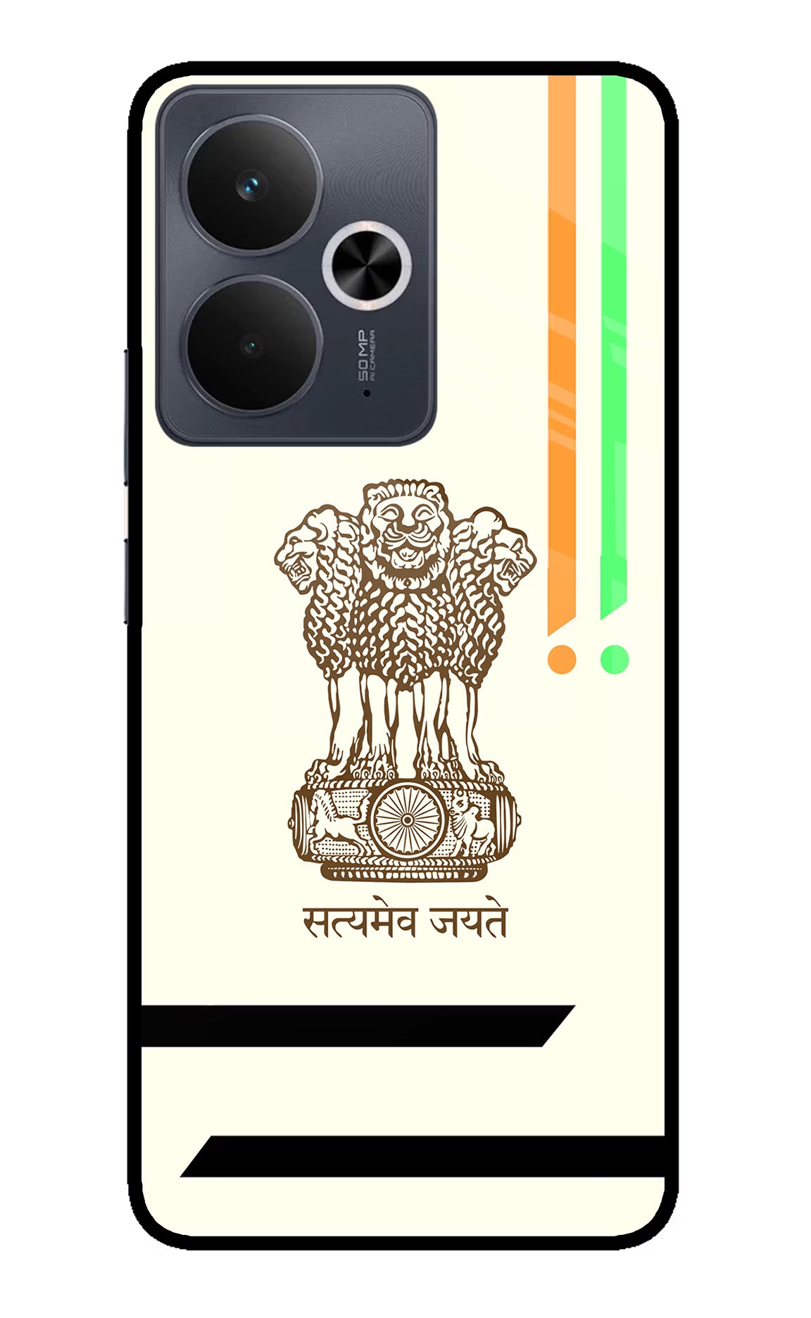 Satyamev Jayate Brown Logo Realme 14T 5G Glass Case