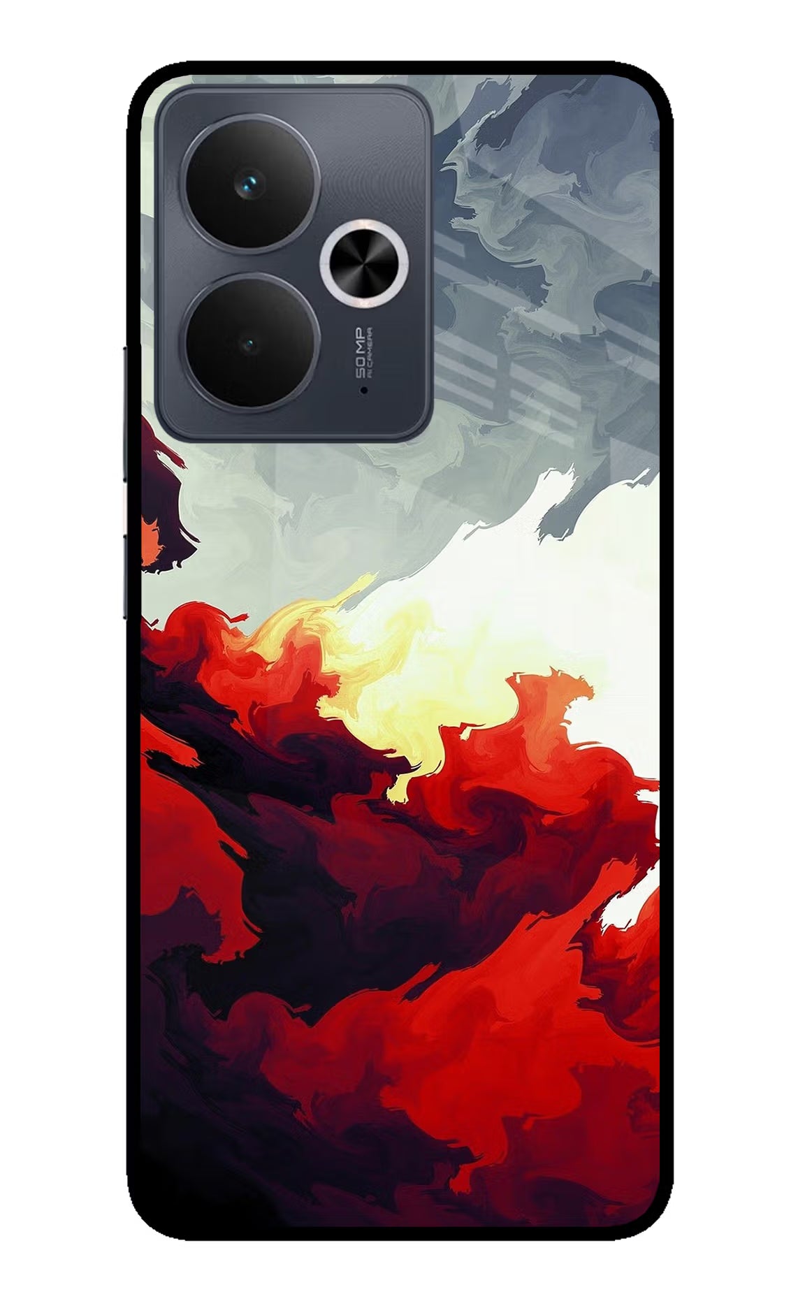 Fire Cloud Realme 14T 5G Glass Case Back Cover by Casekaro