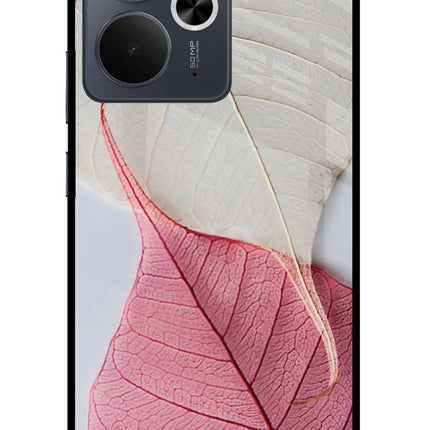 White Pink Leaf Realme 14T 5G Glass Case