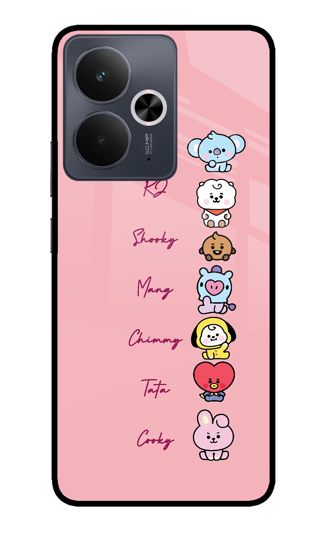 BTS names Realme 14T 5G Glass Case Back Cover by Casekaro