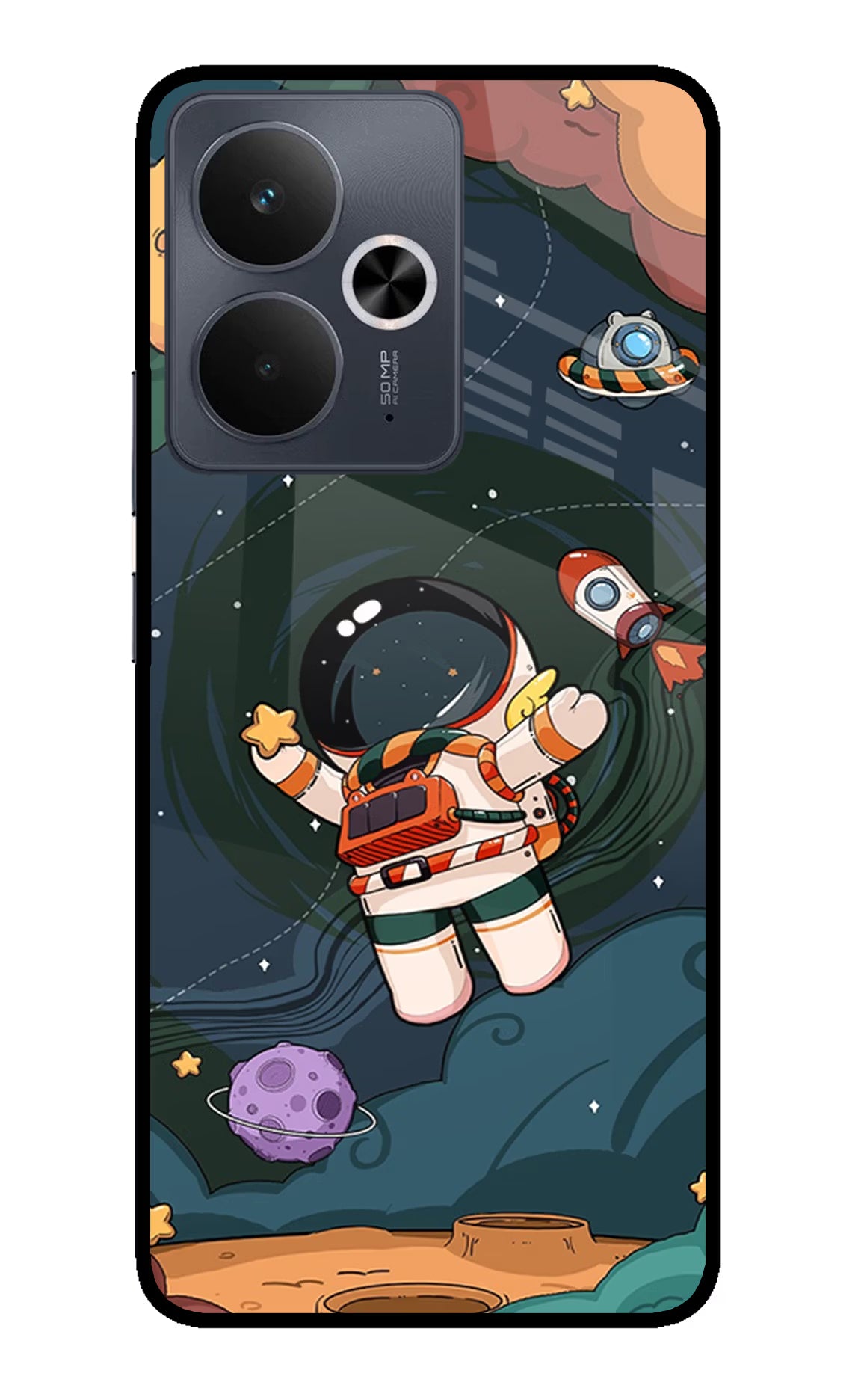 Cartoon Astronaut Realme 14T 5G Glass Case