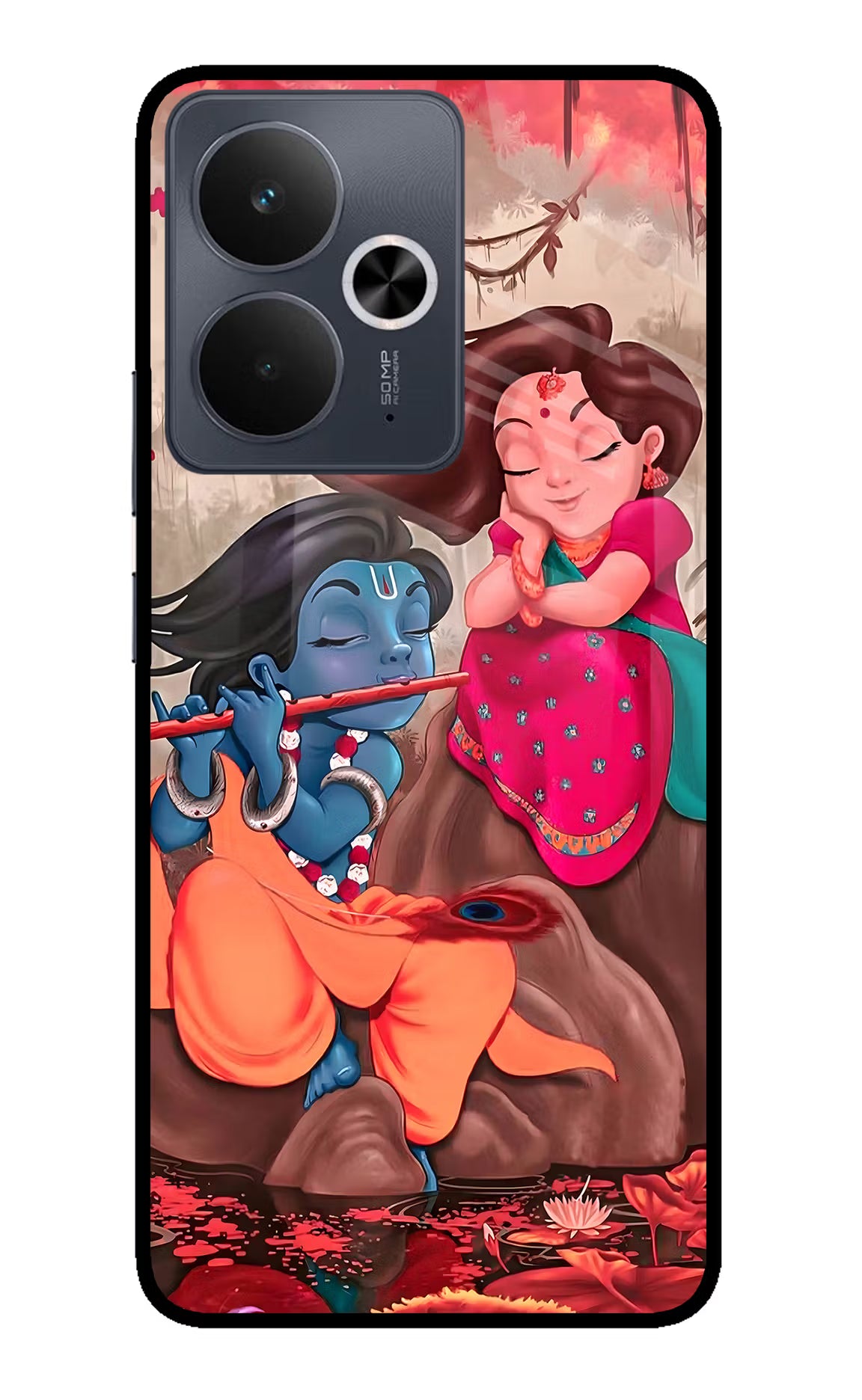 Radhe Krishna Realme 14T 5G Glass Case Back Cover by Casekaro