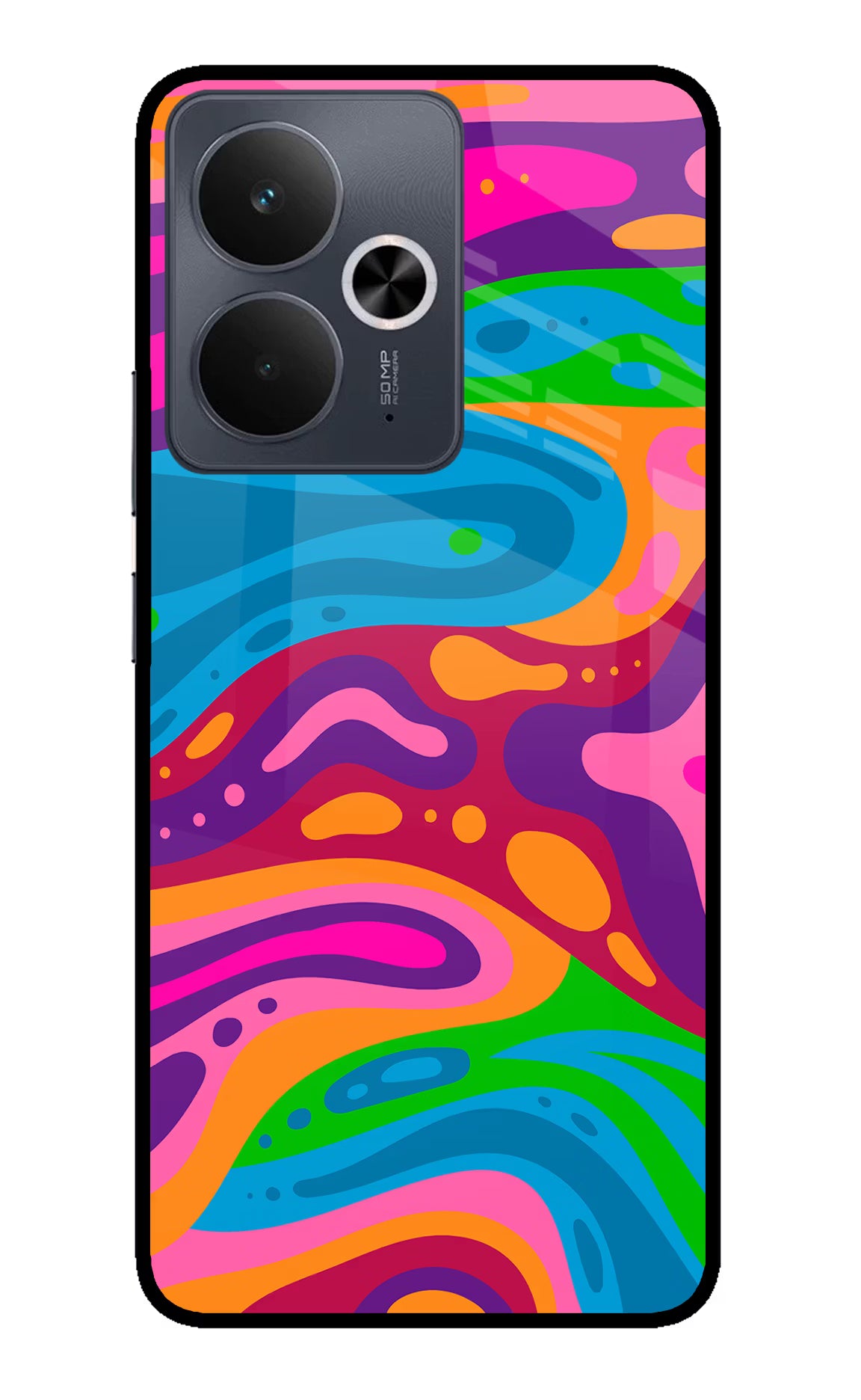 Trippy Pattern Realme 14T 5G Glass Case Back Cover by Casekaro