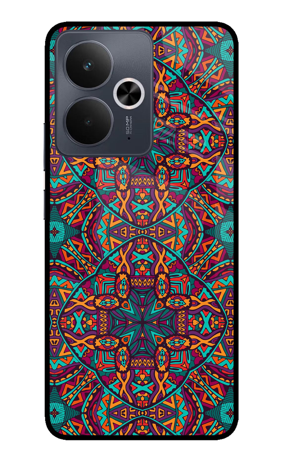 Colour Mandala Realme 14T 5G Glass Case Back Cover by Casekaro