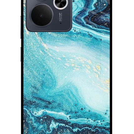 Blue Glitter Marble Realme 14T 5G Glass Case