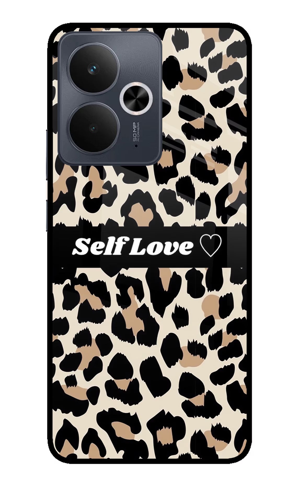 Leopard Print Self Love Realme 14T 5G Glass Case Back Cover by Casekaro