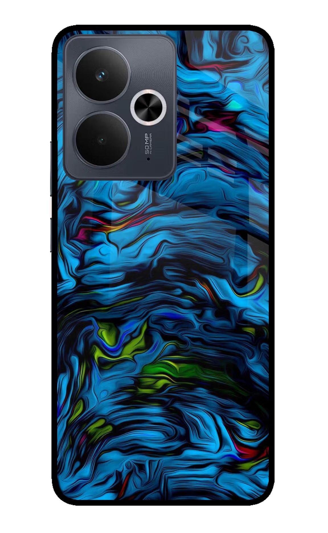 Dark Blue Abstract Realme 14T 5G Glass Case