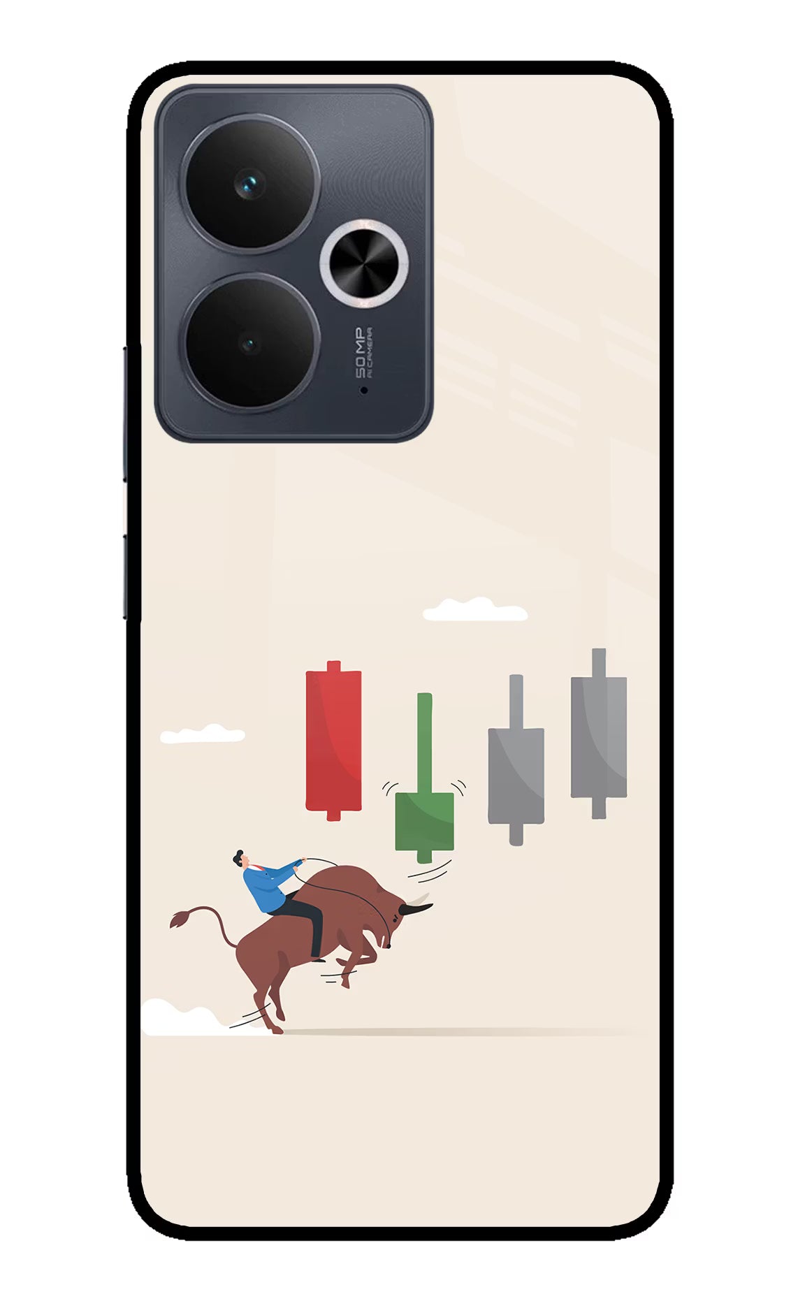 Bull Trading Momentum Realme 14T 5G Glass Case Back Cover by Casekaro