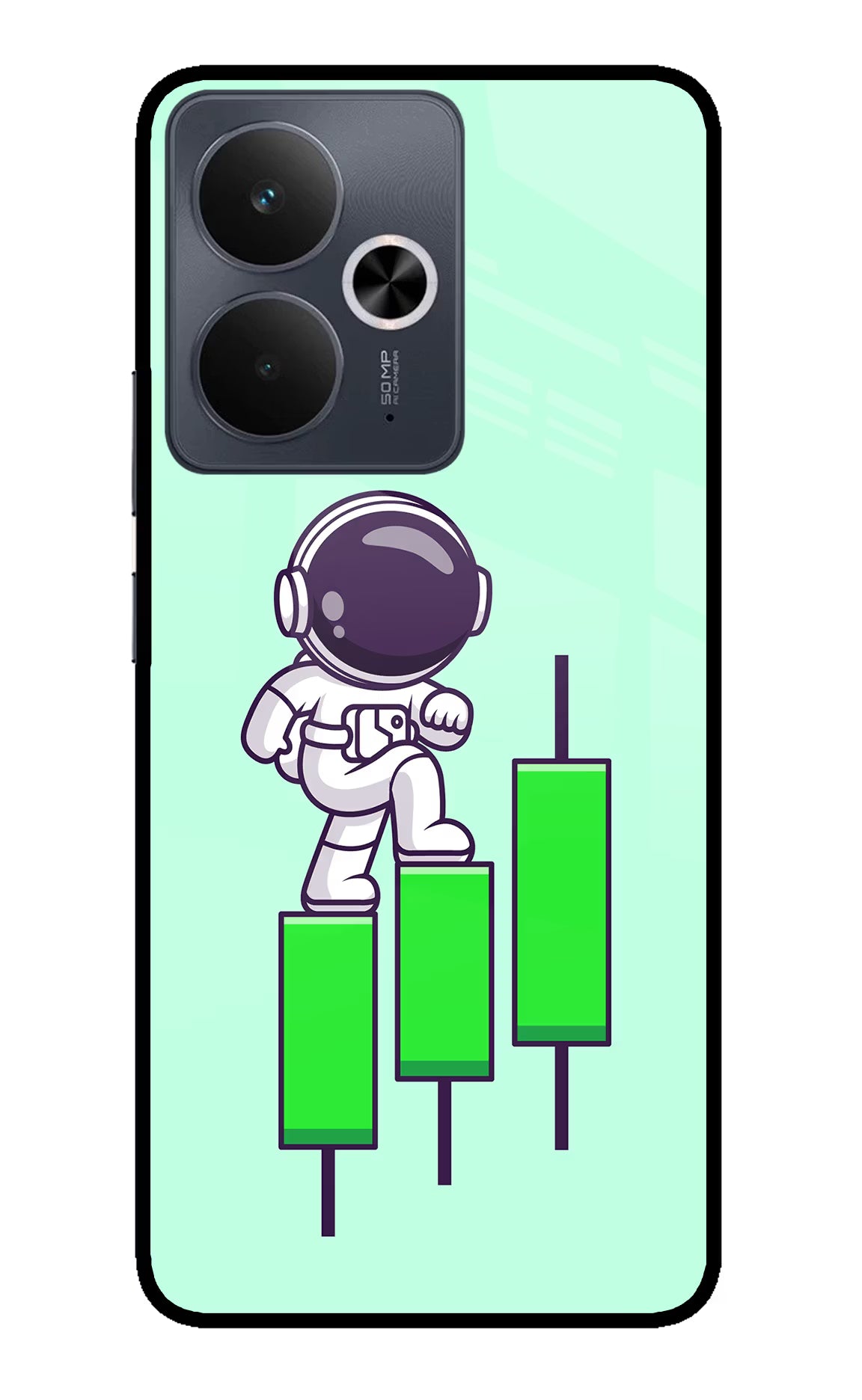 Astronaut Trader Realme 14T 5G Glass Case Back Cover by Casekaro