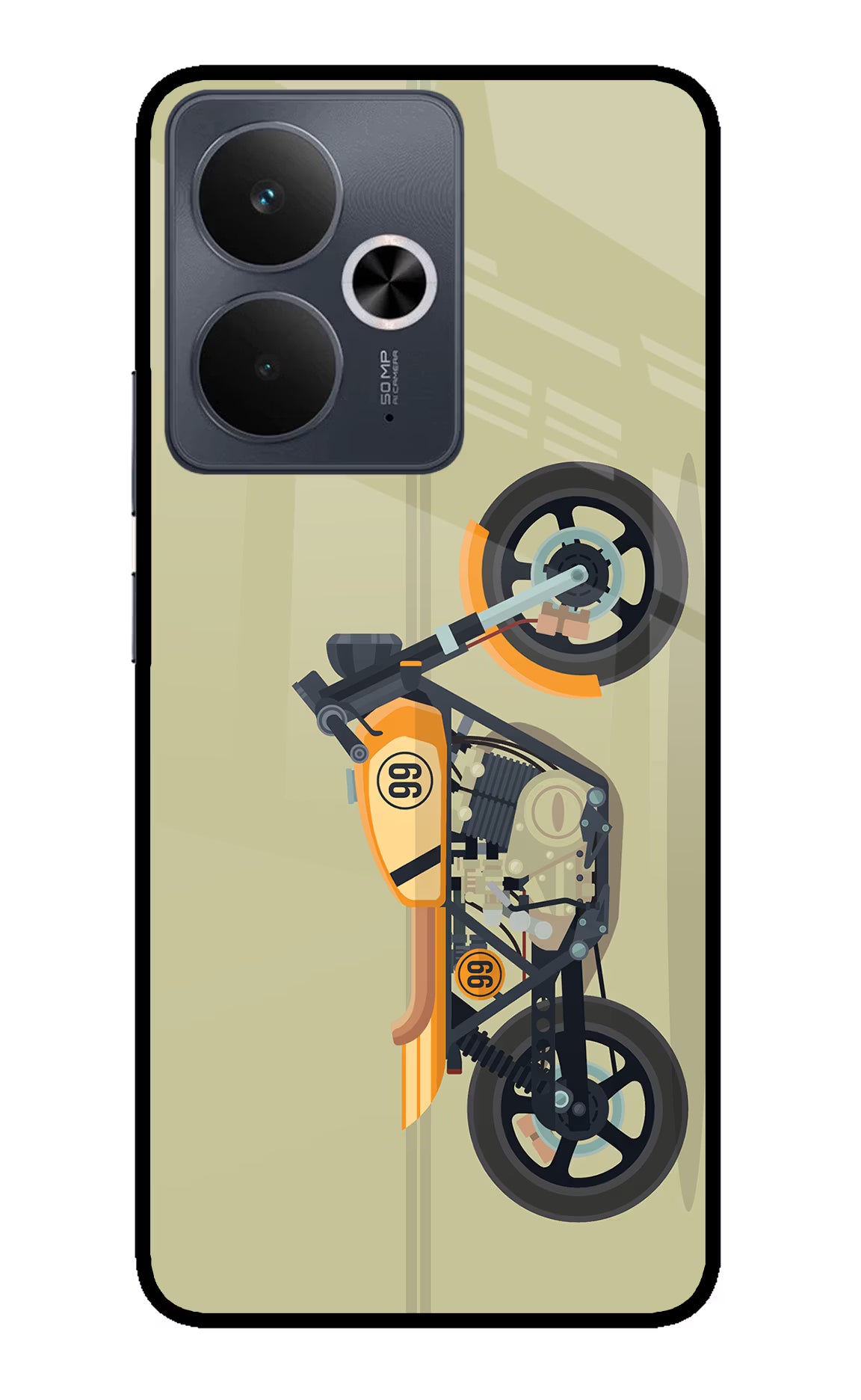Vertical Speedster Realme 14T 5G Glass Case Back Cover by Casekaro
